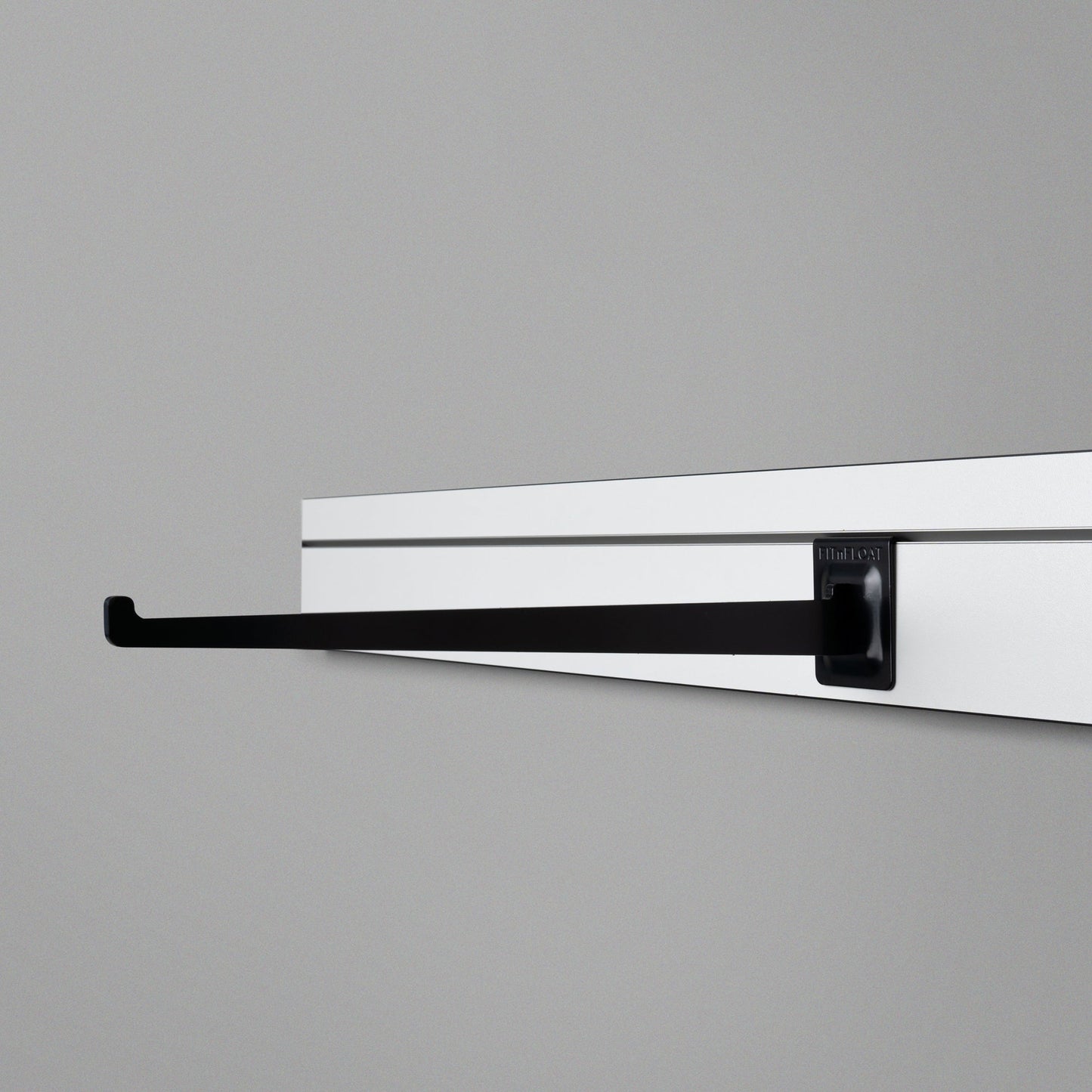 Black Powder Coated Rail Arm on White Back Panel