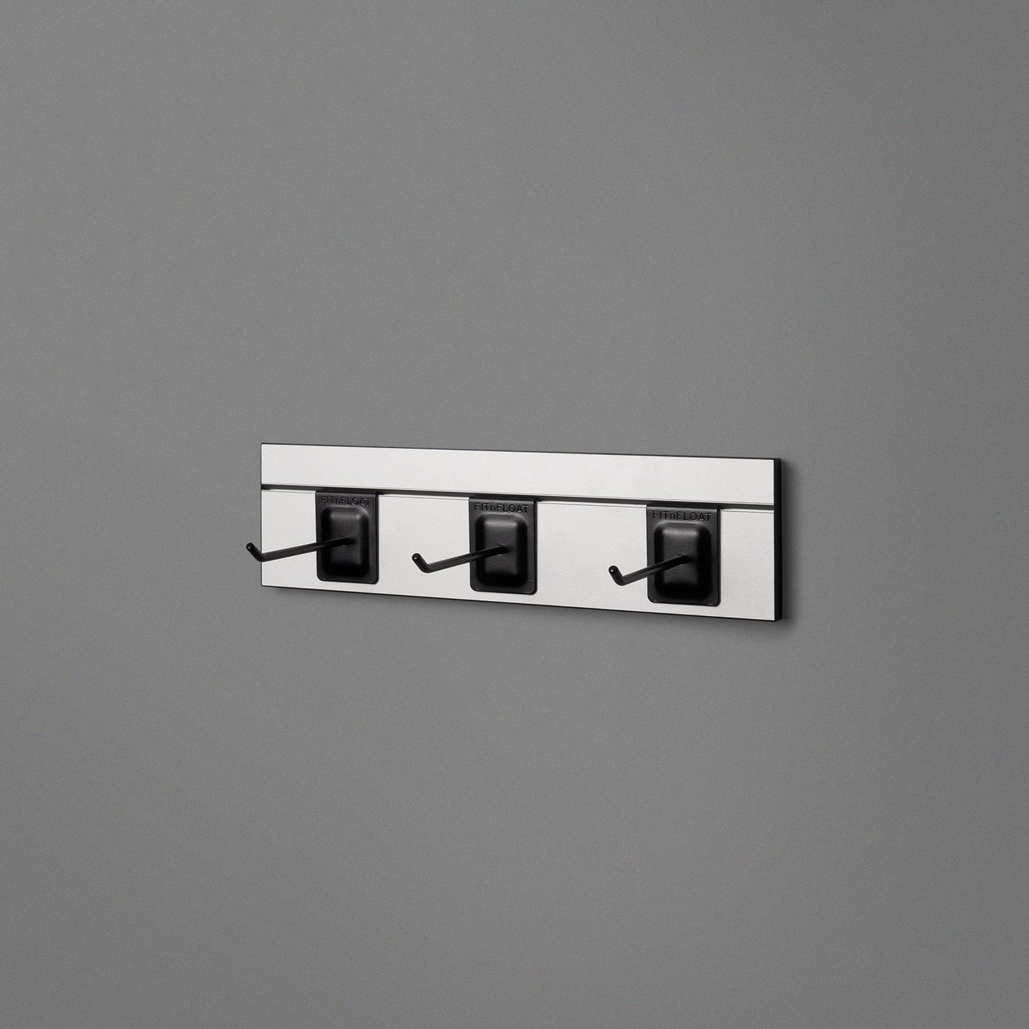 White Floating Shelving Back Panel With Three Black Prongs