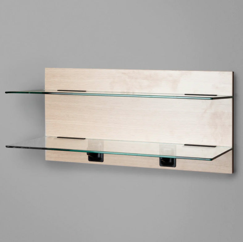 Shelf n More Glass Shelf kit 800mm Backpanel 2 lines with 2 x 800 glass shelves, plus 2 Hooks