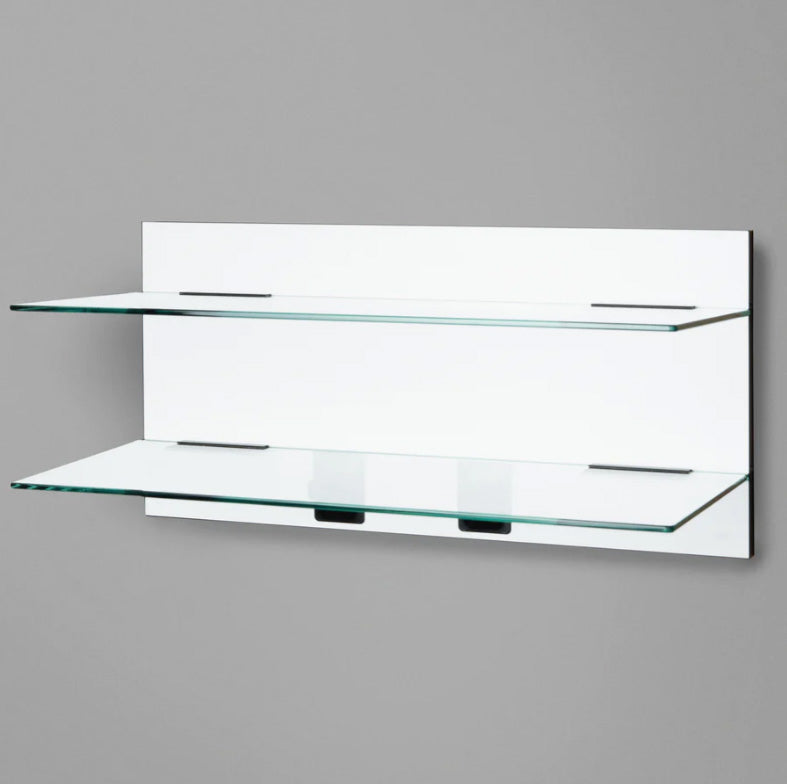 Shelf n More Glass Shelf kit 800mm Backpanel 2 lines with 2 x 800 glass shelves, plus 2 Hooks